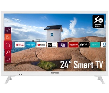 BIAŁY TELEWIZOR SMART 12V TELEFUNKEN DVB-T2 HEVC