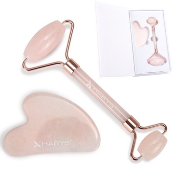 MASAŻER DO TWARZY GUA SHA MASAŻER&ROLLER UJĘDRNIA LIFTING OPAKOWANIE HABYS