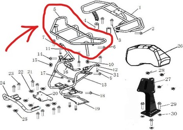 BAGAŻNIK STELAŻ ORUROWANIE PRZÓD PRZEDNI Quad ATV Linhai M750L 750cc OEM!