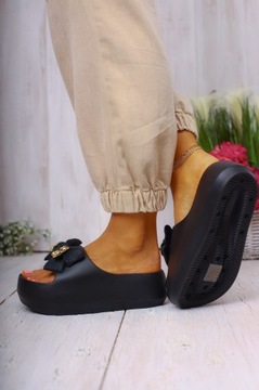 ТАПОЧКИ ЖЕНСКИЕ ЧЕРНЫЕ ТАПОЧКИ ЛЕГКИЕ УДОБНАЯ ПЛАТФОРМА