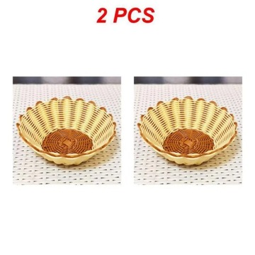1/2PCS Round Simulation Rattan Bread Storage Basket Woven Storage Basket