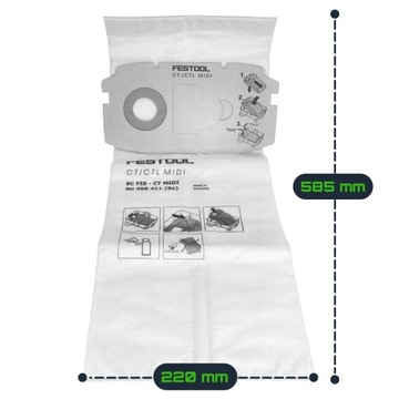 5 мешков для пылесоса FESTOOL CT CTL MIDI MINI SC-FIS-CT 498411 ОРИГИНАЛ