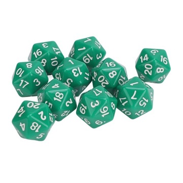 KOSTKI KOŚCI WIELOŚCIENNE DO GIER STOŁOWYCH RPG ZESTAW X10 ZIELONY