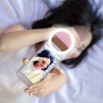 Светодиодная лампа для селфи, круглая заполняющая лампа с зажимом (розовая)