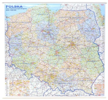POLSKA 2024 MAPA ŚCIENNA ADMINISTRACYJNA I DROGOWA