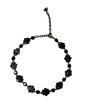 0504b-1 Naszyjnik CHOKER kwiatuszki kwiatki czarny