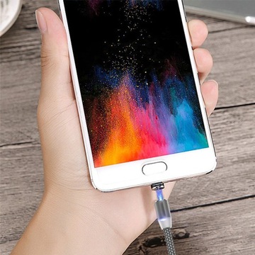 МАГНИТНЫЙ КАБЕЛЬ 3в1 ДЛЯ IPHONE LIGHTNING ANDROID MICRO USB TYPE-C ДЫШАЩИЙ 1м