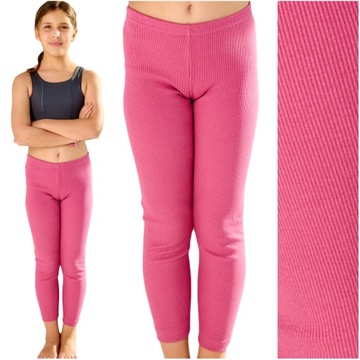 Legginsy dziecięce spodnie dresowe prążek getry Bates różowe 116