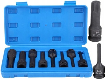 KLUCZE WPUSTOWE TRZPIENIOWE UDAROWE TORX 1/2 T30-T80 NASADKI 78 MM 8 EL