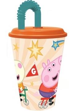 Kubek ze słomką i przykrywką 430 ml ŚWINKA PEPPA