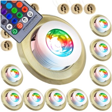9x RAMKA SUFITOWA ŻARÓWKA SUFITOWA LED RGB PILOT