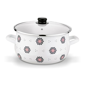 Набор из 3-х ЭМАЛИРОВАННЫХ ГОРШКОВ с крышками Фольклор + кружки, тадарские миски