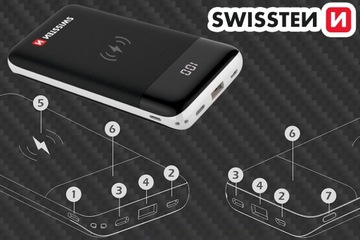 SWISSTEN Powerbank ИНДУКТИВНАЯ ЗАРЯДКА 10000 мАч