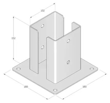 Podstawa słupa ocynkowana przykręcana do betonu kotwa stopa 100x100 2,5mm