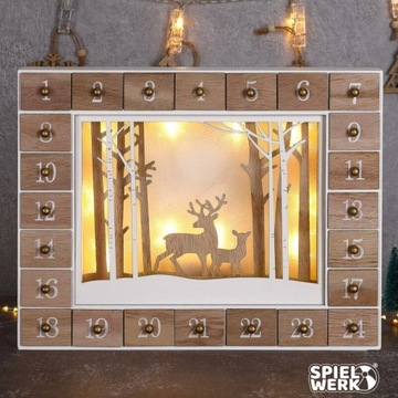 ДЕРЕВЯННЫЙ АДВЕНТ-КАЛЕНДАРЬ СО СВЕТОДИОДНЫМ ПЕЙЗАЖЕМ