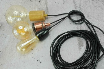 Лампа-паук с черным проводом и черным кабелем Edison DIY