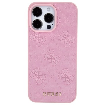 Plecki Guess do Apple iPhone 15 Pro Leather 4G Stamped różowy