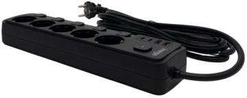 УДЛИНИТЕЛЬ ПИТАНИЯ 5 РОЗЕТОК 3 м 4x USB-ЗАРЯДНОЕ УСТРОЙСТВО 3x1,5 мм² 5x светодиодов