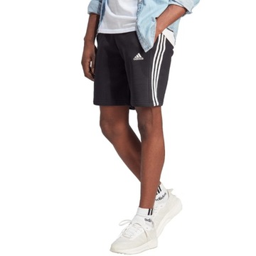 Spodenki męskie adidas Essentials Fleece 3-Stripes czarne - IB4026