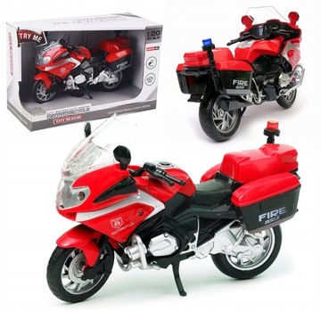 MOTOCYKL STRAŻ POŻARNA MOTOR ŚWIATŁO DŹWIĘK 1:20