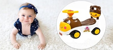 ДЕТСКАЯ АВТОКАТКА HIPCIO НА PUSH RIDER, КОРИЧНЕВАЯ, СИГНАЛ ДЛЯ ХРАНЕНИЯ, СПИНКА, 30 КГ