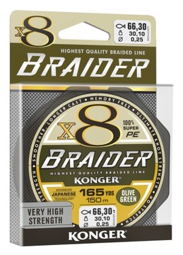 PLECIONKA KONGER BRAIDER X8 OLIVE GREEN 0,04 - 150