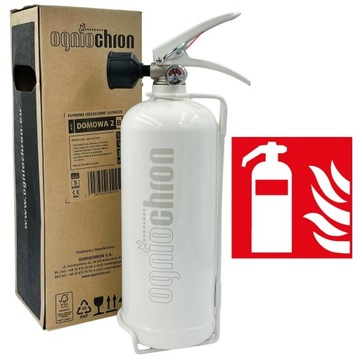 Gaśnica płynowa DOMOWA 2KG ABF BIAŁA + WIESZAK znak plakietka Ogniochron