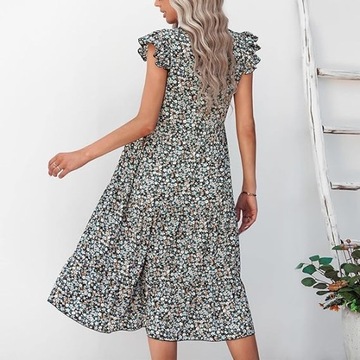 Градиентное платье в стиле бохо с короткими рукавами/размером цветов. л