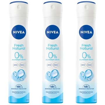 NIVEA Fresh Natural женский дезодорант-спрей-антиперспирант 3x200 мл