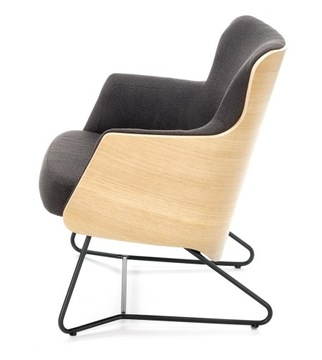 Elegancki FOTEL do biura CHILLOUT CIEMNY POPIEL / DĄB NATURALNY / CZARNY