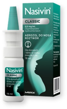 Nasivin Classic 0,5 mg/ml, aerozol do nosa, 10 ml