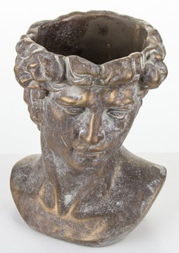 ЦВЕТОЧНЫЙ ГОРШОК С КРЫШКОЙ БЕТОН СЕРЫЙ И ЗОЛОТОЙ