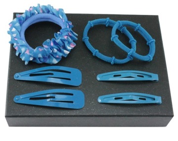 KOMPLET SPINKI GUMKI DO WŁOSÓW BLUE 10 SZTUK