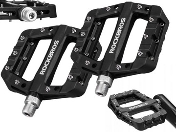 PEDAŁY ROWEROWE PLATFORMOWE CZARNE LEKKIE 9/16 PINY MTB TREKKING NYLONOWE