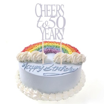 Topper na tort Wybiera ciasto Pozdrawiam z okazji 50. rocznicy urodzin Zdjęcie Siver