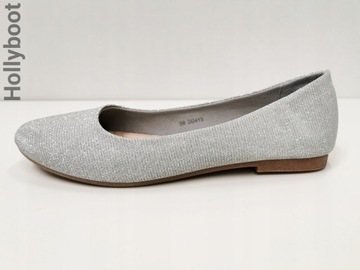 BALERINY PARIS BALETKI GŁADKIE SZARE SATYNOWE