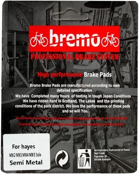 ТОРМОЗНЫЕ КОЛОДКИ HAYES SOLE MX2 MX3 MX4 MX5 OH-DS26 GX-2 PADS