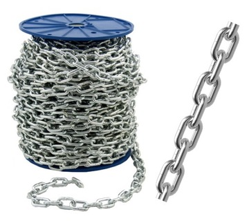 ŁAŃCUCH GOSPODARCZY TECHNICZNY OCYNKOWANY OCYNK fi 5MM D1 ROLKA 50mb