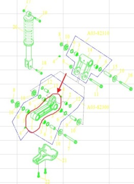 КРЕПЛЕНИЕ ДЕРЖАТЕЛЯ АМОРТИЗАТОРА QUADA Triton Baja 250/300/400cc