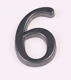 Cyfra 6 srebrny na drzwi samoprzylepna metal 50 mm