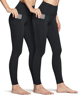 2-PAK LEGGINSY SPORTOWE CZARNE R.M