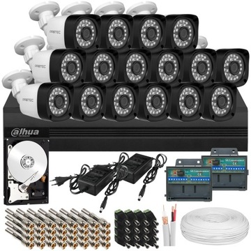 ZESTAW MONITORINGU 16 KAMER FullHD TUBOWE KOMPLET