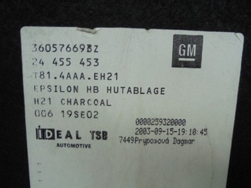 OPEL VECTRA C POLIČKA ZADNÍ KUFRU 02-05 5D HB 24455453