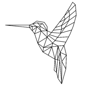 OZDOBA NA ŚCIANĘ KOLIBER GEOMETRYCZNY DREWNIANY