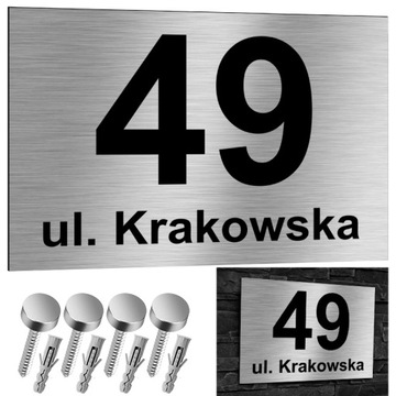 NIERDZEWNA Tabliczka adresowa na dom z numerem domu budynku 30x20 Aluminium
