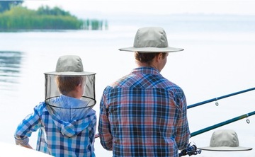 ШЛЯПА С МОСКИТНОЙ СЕТКОЙ, СЕРЫЙ ПОЛИЭСТЕР, РЕГУЛИРУЕМАЯ ДЛЯ КЕМПИНГА