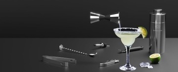 Zestaw barmański do drinków shaker tłuczek nalewaki miarka sitko | srebrny