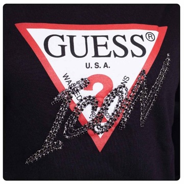 GUESS OCIEPLANA BLUZA DAMSKA Z KAPTUREM CZARNA r.S