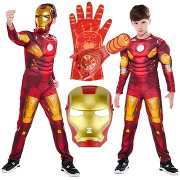 IRON MAN STRÓJ PRZEBRANIE MASKA KOSTIUM BAL KARNAWAŁOWY RĘKAWICA 134 / 140