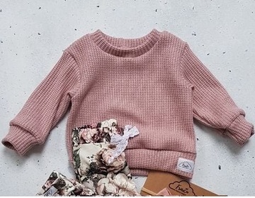sweterek dla dziewczynek wysoka jakość róż handmade r 110 HIT ciemny róż